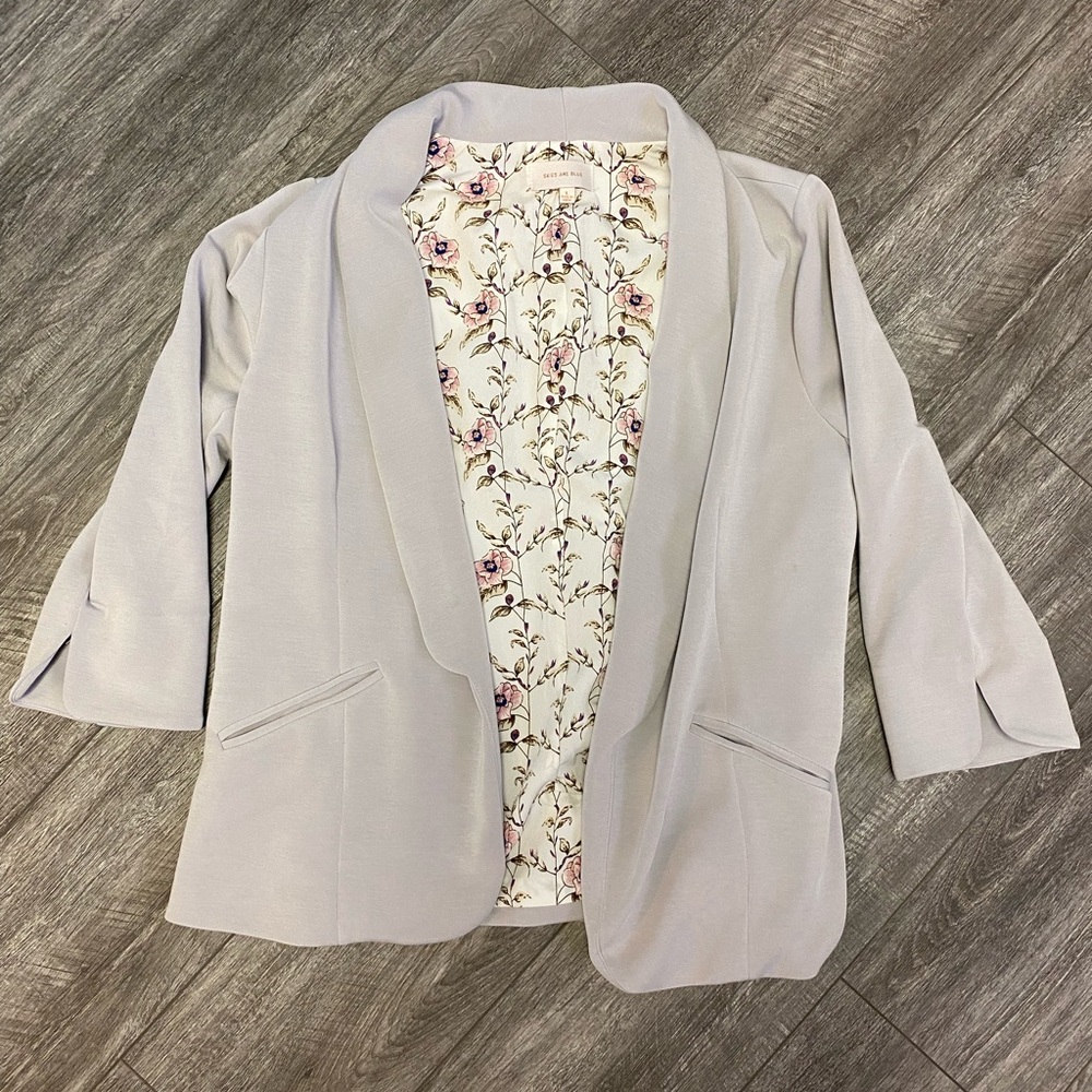 Skies Are Blue Light Gray Hannah Modal Scuba 3/4 Blazer L